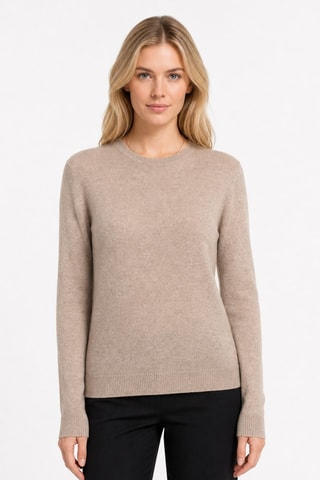 Camisola 100% caxemira, 2 fios - Gola redonda. - Bege