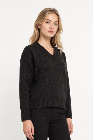 Pull 100% laine - Col en V - Anthracite