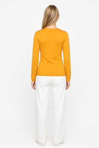 Pull 35% cachemire, 35% soie et 30% laine - Col en V - Orange