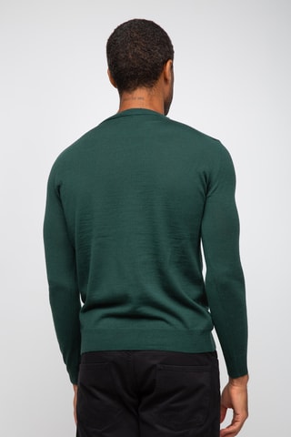 Pull 50% laine et 50% acrylique - Col rond - Vert foncé
