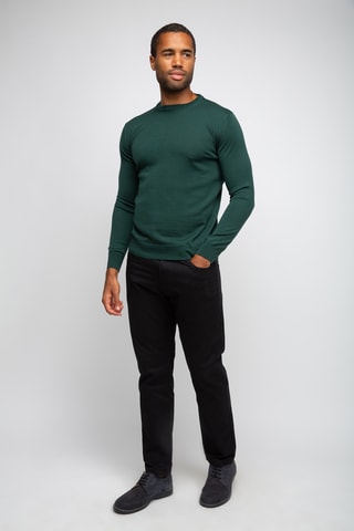 Pull 50% laine et 50% acrylique - Col rond - Vert foncé