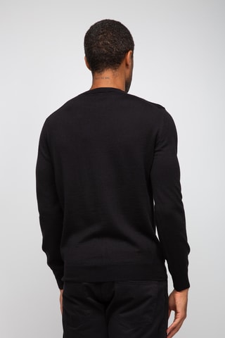Pull 50% laine et 50% acrylique - Col rond - Noir