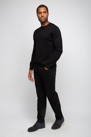 Pull 50% laine et 50% acrylique - Col rond - Noir