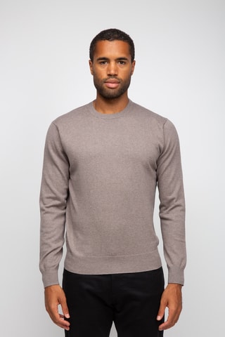 Pull 95% coton et 5% cachemire - Col rond - Beige