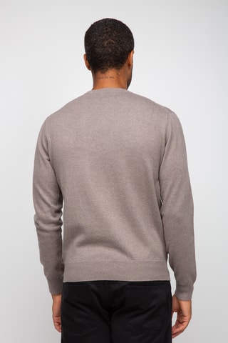Pull 95% coton et 5% cachemire - Col rond - Beige