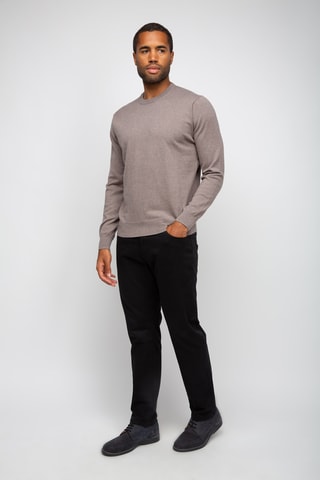 Pull 95% coton et 5% cachemire - Col rond - Beige