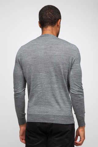 Pull 50% laine et 50% acrylique - Col rond - Gris chiné