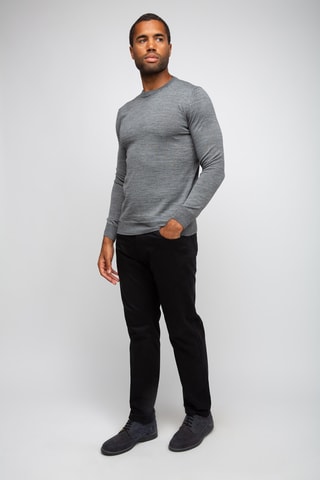 Pull 50% laine et 50% acrylique - Col rond - Gris chiné