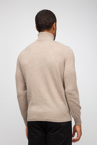 Pull 100% cachemire, 2 fils - Col roulé - Beige