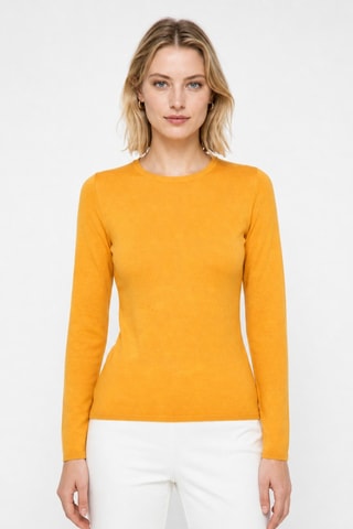 Camisola 35% caxemira, 35% seda e 30% lã - Gola redonda. - Laranja