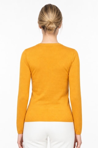 Camisola 35% caxemira, 35% seda e 30% lã - Gola redonda. - Laranja