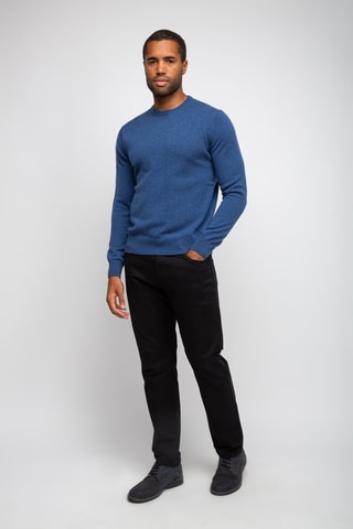 Pull 100% cachemire, 2 fils - Col rond - Bleu