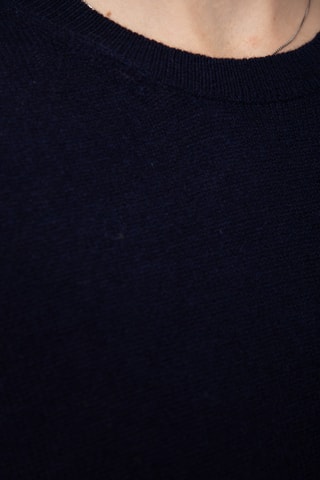 Camisola 100% caxemira, 2 fios - Gola redonda. - Azul-marinho