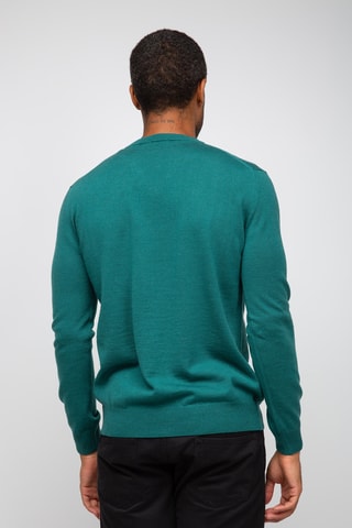 Pull 50% laine et 50% acrylique - Col en V - Bleu