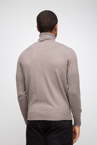 Pull 95% coton et 5% cachemire - Col roulé - Beige
