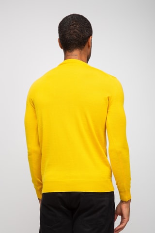 Pull 50% laine et 50% acrylique - Col rond - Jaune