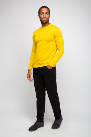 Pull 50% laine et 50% acrylique - Col rond - Jaune