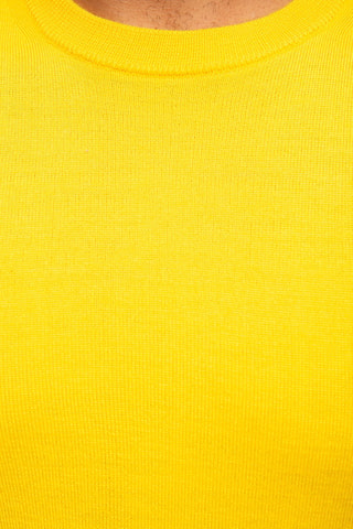 Pull 50% laine et 50% acrylique - Col rond - Jaune