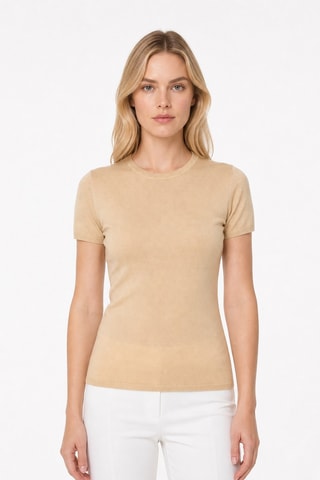 T-shirt 35% cachemire, 35% soie et 30% laine - Nude