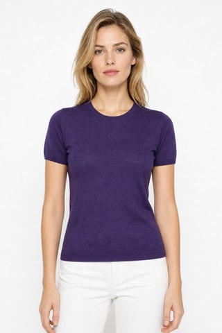 T-shirt 35% cachemire, 35% soie et 30% laine - Violet