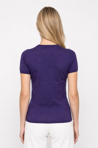 T-shirt 35% cachemire, 35% soie et 30% laine - Violet