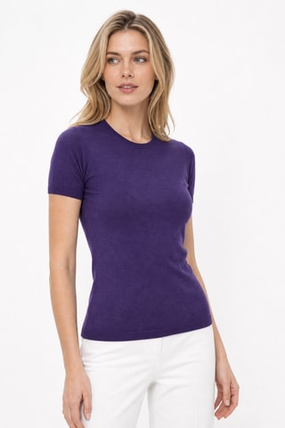 T-shirt 35% cachemire, 35% soie et 30% laine - Violet