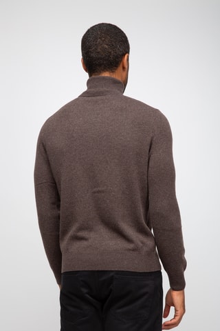 Pull 100% cachemire, 2 fils - Col roulé - Marron foncé