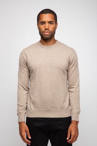 Pull 100% cachemire, 2 fils - Col rond - Beige