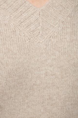 Camisola 77% lã, 20% caxemira e 3% alpaca - Gola em V - Bege