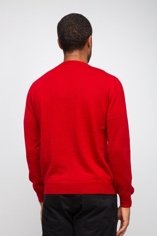 Pull 50% laine et 50% acrylique - Col rond - Rouge