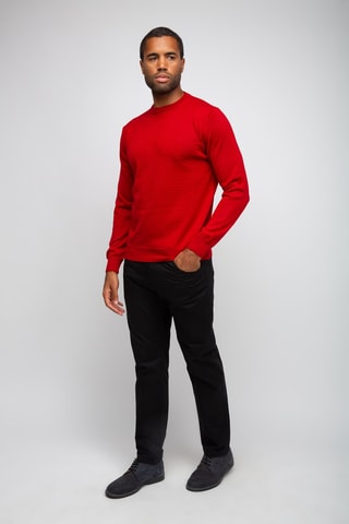 Pull 50% laine et 50% acrylique - Col rond - Rouge