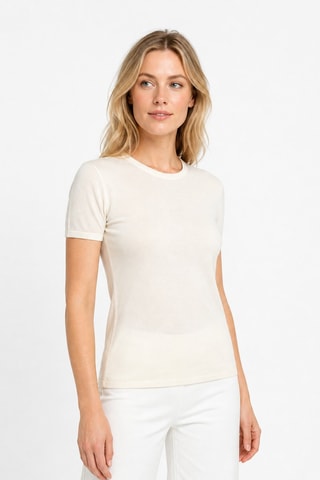 T-shirt 35% cachemire, 35% soie et 30% laine - Beige