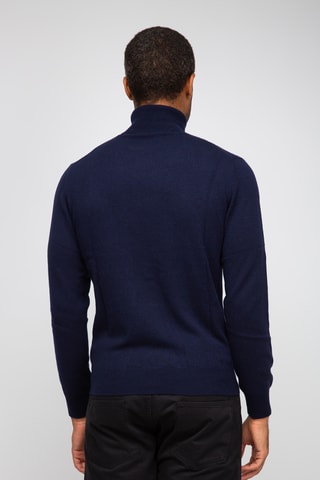 Pull 100% cachemire, 2 fils - Col roulé - Bleu marine