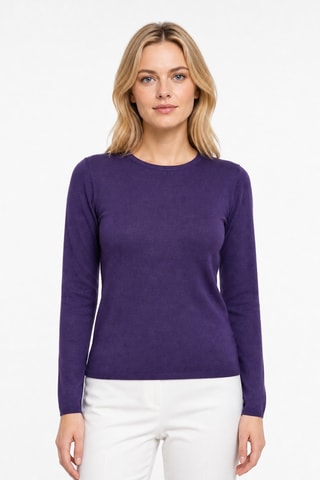 Camisola 35% caxemira, 35% seda e 30% lã - Gola redonda. - Violeta