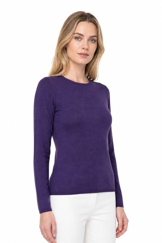 Camisola 35% caxemira, 35% seda e 30% lã - Gola redonda. - Violeta