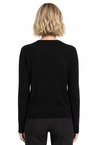 Camisola 100% caxemira, 2 fios - Gola redonda. - Preto