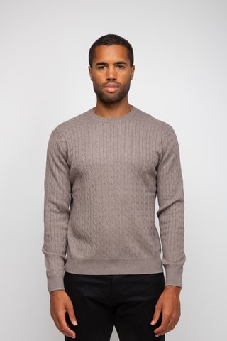 Pull 95% coton et 5% cachemire - Col rond - Beige