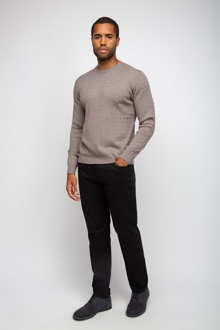 Pull 95% coton et 5% cachemire - Col rond - Beige