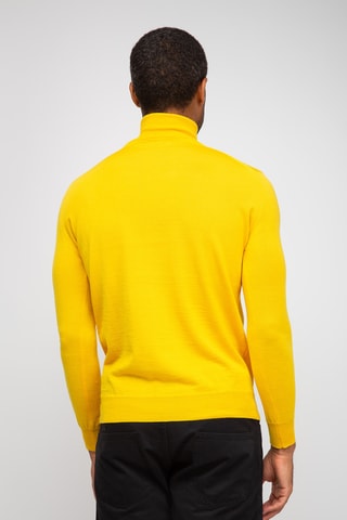 Pull  50% laine et 50% acrylique - Col roulé - Jaune