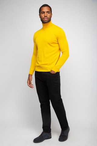 Pull  50% laine et 50% acrylique - Col roulé - Jaune