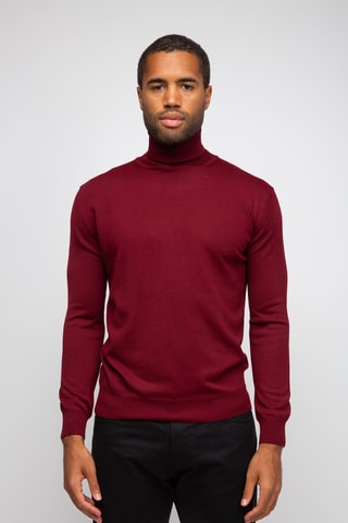 Pull 50% laine et 50% acrylique - Col roulé - Bordeaux