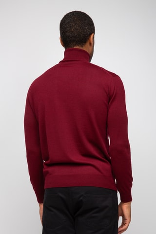Pull 50% laine et 50% acrylique - Col roulé - Bordeaux