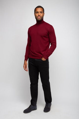 Pull 50% laine et 50% acrylique - Col roulé - Bordeaux