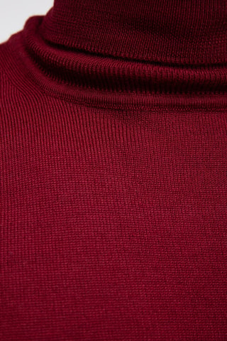 Pull 50% laine et 50% acrylique - Col roulé - Bordeaux