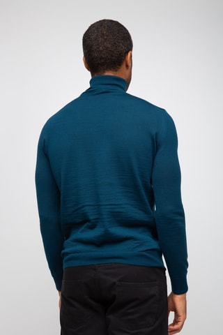 Pull 50% laine et 50% acrylique - Col roulé - Bleu marine