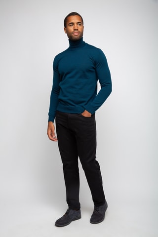 Pull 50% laine et 50% acrylique - Col roulé - Bleu marine