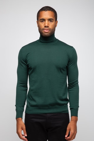 Pull 50% laine et 50% acrylique - Col roulé - Vert