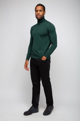 Pull 50% laine et 50% acrylique - Col roulé - Vert