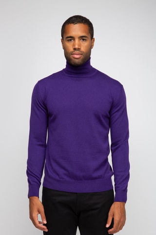 Pull  50% laine et 50% acrylique - Col roulé - Violet
