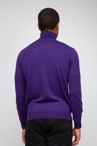 Pull  50% laine et 50% acrylique - Col roulé - Violet